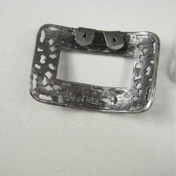 Musi Set 2 Vintage Shoe Dress Clips Fur Silvertone Buckle Filigree BENT - Picture 8 of 9